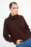 MAGLIA COLLO ALTO CON RIGA DAV. MISTO CACHEMIRE COFFEE