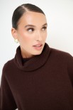 MAGLIA COLLO ALTO CON RIGA DAV. MISTO CACHEMIRE COFFEE