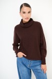 MAGLIA COLLO ALTO CON RIGA DAV. MISTO CACHEMIRE COFFEE