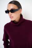 MAGLIA COLLO ALTO CON RIGA DAV. MISTO CACHEMIRE VINO