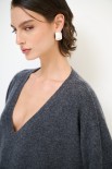 MAGLIA OVER SCOLLO V MISTO CACHEMIRE GRIGIO ANTRACITE
