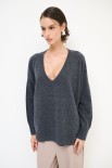 MAGLIA OVER SCOLLO V MISTO CACHEMIRE GRIGIO ANTRACITE