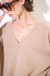 MAGLIA OVER SCOLLO V MISTO CACHEMIRE CAMMELLO