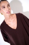 MAGLIA OVER SCOLLO V MISTO CACHEMIRE COFFEE