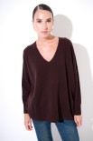 MAGLIA OVER SCOLLO V MISTO CACHEMIRE COFFEE