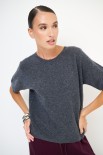 MAGLIA MEZZA MANICA PARICOLLO MISTO CACHEMIRE GRIGIO ANTRACITE