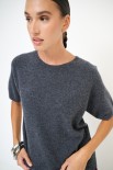 MAGLIA MEZZA MANICA PARICOLLO MISTO CACHEMIRE GRIGIO ANTRACITE