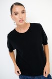 MAGLIA MEZZA MANICA PARICOLLO MISTO CACHEMIRE NERO