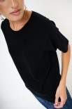MAGLIA MEZZA MANICA PARICOLLO MISTO CACHEMIRE NERO