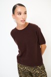 MAGLIA MEZZA MANICA PARICOLLO MISTO CACHEMIRE COFFEE