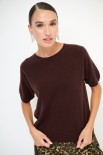MAGLIA MEZZA MANICA PARICOLLO MISTO CACHEMIRE COFFEE