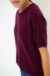 MAGLIA MEZZA MANICA PARICOLLO MISTO CACHEMIRE VINO