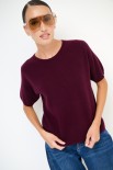 MAGLIA MEZZA MANICA PARICOLLO MISTO CACHEMIRE VINO