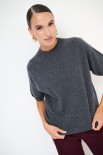 MAGLIA MEZZO COLLO MANICA CORTA MISTO CACHEMIRE GRIGIO ANTRACITE