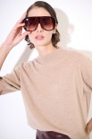 MAGLIA MEZZO COLLO MANICA CORTA MISTO CACHEMIRE CAMMELLO