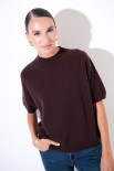 MAGLIA MEZZO COLLO MANICA CORTA MISTO CACHEMIRE COFFEE