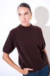 MAGLIA MEZZO COLLO MANICA CORTA MISTO CACHEMIRE COFFEE