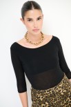 MAGLIA GIROCOLLO MNC 3/4 KASHMIR NERO