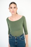 MAGLIA GIROCOLLO MNC 3/4 KASHMIR VERDE MILITARE