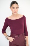 MAGLIA GIROCOLLO MNC 3/4 KASHMIR VINO