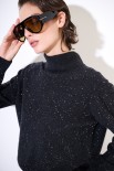 MAGLIA COLLO ALTO MICROPAILLETTES LANA CACHEMIRE GRIGIO ANTRACIT