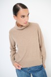 MAGLIA COLLO ALTO MICROPAILLETTES LANA CACHEMIRE CAMMELLO