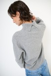MAGLIA COLLO ALTO MICROPAILLETTES LANA CACHEMIRE GRIGIO MEDIO