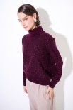 MAGLIA COLLO ALTO MICROPAILLETTES LANA CACHEMIRE VINO