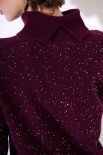 MAGLIA COLLO ALTO MICROPAILLETTES LANA CACHEMIRE VINO