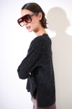 MAGLIA SCOLLO V MICROPAILLETTES LANA CACHEMIRE GRIGIO ANTRACITE