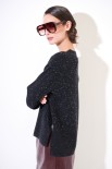 MAGLIA SCOLLO V MICROPAILLETTES LANA CACHEMIRE GRIGIO ANTRACITE