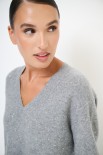 MAGLIA SCOLLO V MICROPAILLETTES LANA CACHEMIRE GRIGIO MEDIO