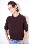 POLO MEZZA MANICA MICROPAILLETTES LANA CACHEMIRE COFFEE