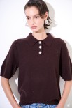 POLO MEZZA MANICA MICROPAILLETTES LANA CACHEMIRE COFFEE