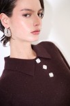 POLO MEZZA MANICA MICROPAILLETTES LANA CACHEMIRE COFFEE