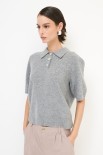 POLO MEZZA MANICA MICROPAILLETTES LANA CACHEMIRE GRIGIO MEDIO