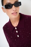 POLO MEZZA MANICA MICROPAILLETTES LANA CACHEMIRE VINO
