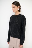 MAGLIA PARICOLLO MICROPAILLETTES LANA CACHEMIRE GRIGIO ANTRACITE