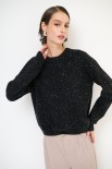MAGLIA PARICOLLO MICROPAILLETTES LANA CACHEMIRE GRIGIO ANTRACITE
