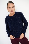 MAGLIA PARICOLLO MICROPAILLETTES LANA CACHEMIRE BLU