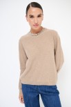 MAGLIA PARICOLLO MICROPAILLETTES LANA CACHEMIRE CAMMELLO