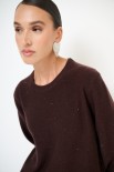 MAGLIA PARICOLLO MICROPAILLETTES LANA CACHEMIRE COFFEE