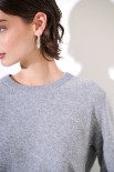 MAGLIA PARICOLLO MICROPAILLETTES LANA CACHEMIRE GRIGIO MEDIO