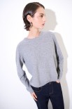 MAGLIA PARICOLLO MICROPAILLETTES LANA CACHEMIRE GRIGIO MEDIO