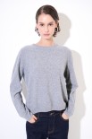 MAGLIA PARICOLLO MICROPAILLETTES LANA CACHEMIRE GRIGIO MEDIO