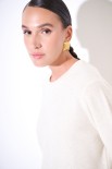 MAGLIA PARICOLLO MICROPAILLETTES LANA CACHEMIRE PANNA