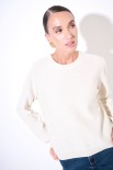 MAGLIA PARICOLLO MICROPAILLETTES LANA CACHEMIRE PANNA