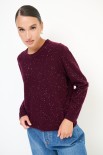 MAGLIA PARICOLLO MICROPAILLETTES LANA CACHEMIRE VINO
