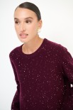 MAGLIA PARICOLLO MICROPAILLETTES LANA CACHEMIRE VINO