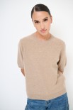 MAGLIA MEZZAMANICA MICROPAILLETTES LANA CACHEMIRE CAMMELLO